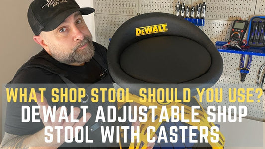 DeWalt adjustable shop stool with casters — MakerBuildIt review thumbnail