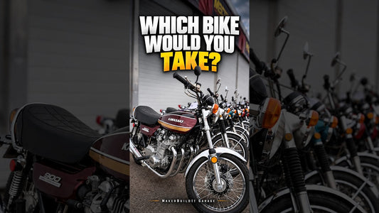 Motorcycle lineup at Mecum Nashville with the question Which bike would you take?